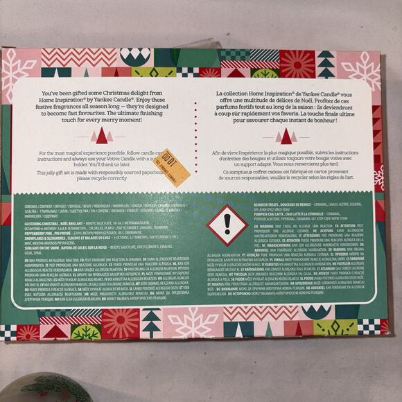 YANKEE CANDLE Votive GIFT SET & Glass Holiday Holder & Bonus Candles NEW - Picture 3 of 9